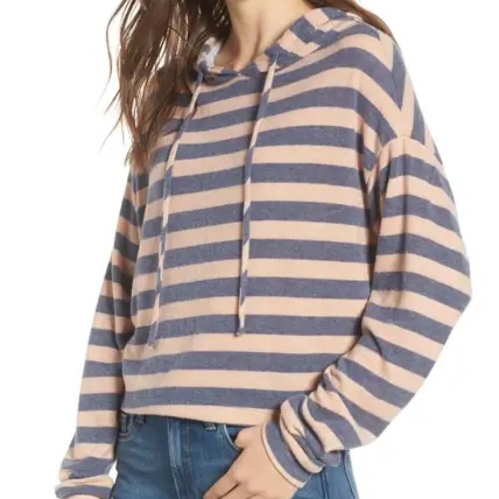Stripe Brushed Hacci Hoodie  - Chloe & Katie, Size XS